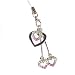 Hand Crafted Cellular Phone Charm - Heart w/2 Hearts