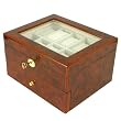 Luxury Watch Box Storage Case for 20 Watches Burlwood Finish Glass Window Lock Key Tassel Luxury Watch Box Storage Case for 20 Watches Burlwood Finish Glass Window Lock Key Tassel