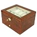 Watch Box for 20 Watches Burlwood Finish Glass Window Extra Clearance Gold Tone Hardware Lock and Key