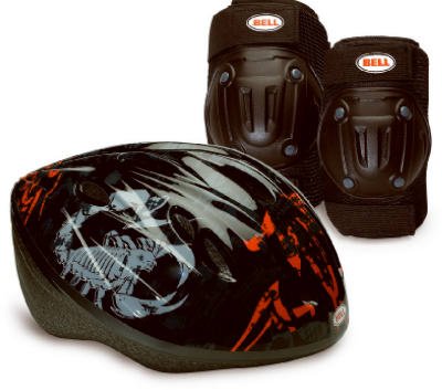 Bell Child Boy's Bicycle Helmet, Knee Pads, and Elbow Pads Value Pack (Black Scorpion)