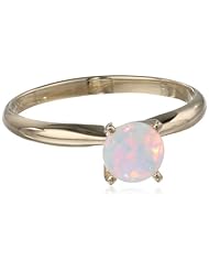 10k Gold 6mm Round Created Opal Gemstone Solitaire Ring (1/3 ct)