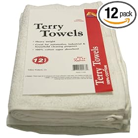 Paint Essentials 14-Inch x 17-Inch Terry Towels, White 12-Pack WT12