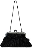 Black Satin Pleated Clutch Evening Bag ~ Comes with 2 Removable Chains