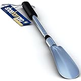 Shoe Horn Pro Comfort - Extra Long Handled Telescopic, Personally Adjustable 16" to 31", Extendable & Collapsible, Stainless Steel (Black)