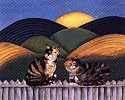 Cats At Sunrise Art Poster Print by Valerie Wenk, 7x5