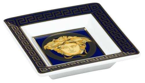 Versace by Rosenthal Medusa Blue 3 1/4-Inch Square Tray