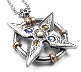 Ancient Atlantis Fantasy Buddhist Mandala Silver Tone Pewter Pendant with Chain Necklace