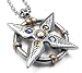 Ancient Atlantis Fantasy Buddhist Mandala Silver Tone Pewter Pendant with Chain Necklace