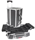 Pro Rolling Black Aluminum Makeup Cosmetic Case