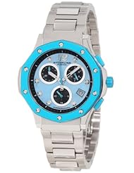 Stuhrling Original Womens 180.121181 Aquadiver Cosmo Quartz Chronograph Date Swarovski Crystal Mother of Pearl Dial Watch
