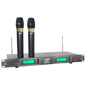 Pyle-Pro PDWM2550 19\’\’ Rack Mount Dual VHF Wireless Rechargeable Handheld Microphone System
