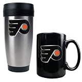 Philadelphia Flyers NHL Stainless Steel Travel Tumbler & Black Ceramic Mug Set - Primary Logo