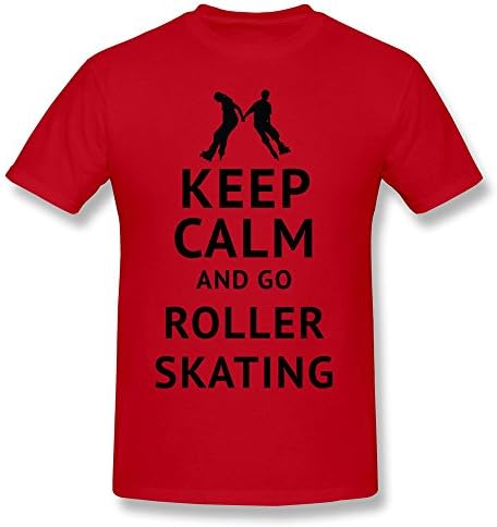 FZZS Men's Keep Calm And Go Roller Skating T Shirt Small Red