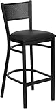HERCULES™ Series Black Grid Back Metal Restaurant Bar Stool with Black Vi ....