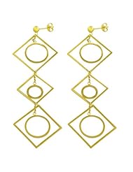 14 Karat Yellow Gold Geometric Dangle Earrings