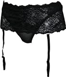 Lace Skirted Thong with Detatchable Suspenders Black