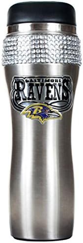 BALTIMORE RAVENS NFL 16OZ STAINLESS STEEL BLING TUMBLER