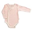 Tadpoles Cotton Pinstripe Kimono-Style Bodysuit - Salmon