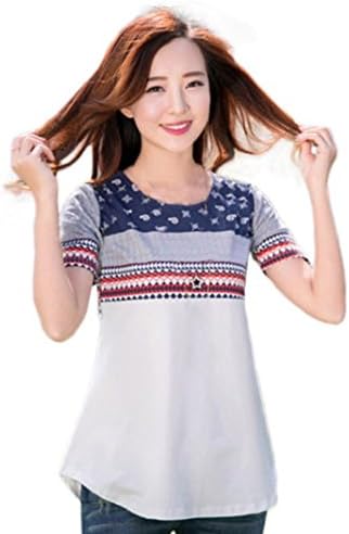 NOMENI Women's Summer Loose Cotton Tops Short Sleeve Tee Shirt Casual Blouse (XL, White)