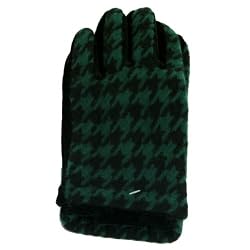Winter Ski Houndstooth Velour Fashion Gloves Green Black