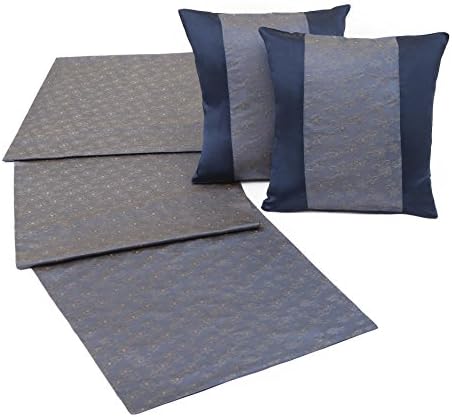 Luxury Linens Hotel Silk Bed Runner Set 98 X 21 Inches Includes 2 Matching Pillow Shams 18 X 18 Inches (Blueberry)