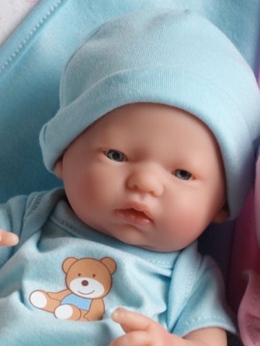 Mini La Newborn 9.5 Real Boy Blue Blanket Caucasian Berenguer Doll