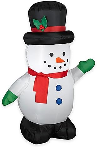 3.5-Foot Inflatable Outdoor Snowman with Top Hat Holiday Lawn Ornament,31" L x 19" W x 42" H