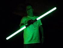 BLUE or GREEN Double Ended Light Sabre - Sound Effect Glowing Laser Sword Toy from GlowGadgets for Kids Parties, Clubbing, Raves, Festivals and Lovers of Science Fiction.