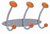 Alba Woody Wall Coat Rack, 3 Pegs, 3 Hooks, Metallic Silver and Light Wood (PM3M)