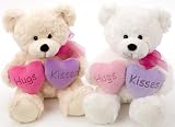 VALENTINES DAY HUGS & KISSES PLUSH CREAM TEDDY BEAR BEANIE SOFT TOY
