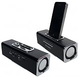 Produkt-Bild: MusicMan TXX3551 Soundstation/Stereo Lautsprecher mit integriertem Akku (MP3 Player, Micro-SD Kartenslot, USB Steckplatz, iPhone/iPod Dock) schwarz