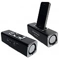 MusicMan TXX3551 Soundstation/Stereo Lautsprecher mit integriertem Akku (MP3 Player, Micro-SD Kartenslot, USB Steckplatz, iPhone/iPod Dock) schwarz