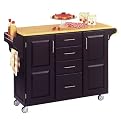Large Cart With Wood Top - Black