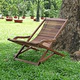 VIFAH V157 Outdoor Wood Reclining Folding Lounge - Natural Wood Finish - 25 by 40 by 28-Inch