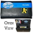 Oakland Athletics Genuine Leather Womens Female Clutch Wallet - MLB Baseball Fan Shop Sports Team Merchandise