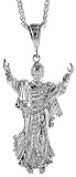 Sterling Silver 2 11/16 (88 mm) Diamond Cut Jesus Pendant
