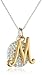 Amazon Essentials Crystal Pave Circle Disc 14k Gold over Sterling Silver Letter Charm Initial Pendant Necklace, (previously Amazon Collection)