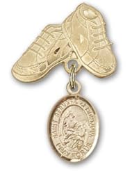 14K Gold Baby Badge with St. Bernard of Montjoux Charm and Baby Boots Pin