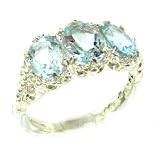 418E8nB7OvL. SL160  Sterling Silver Jewelry: Victorian Design Solid English Sterling Silver Natural 2.3ct Aquamarine Ring   Finger Sizes 5 to 12 Available