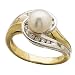 14K Two Tone Curvy White Cultured Pearl Diamond Ring