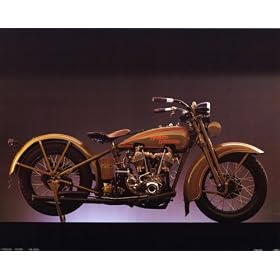 1929 Harley Davidson Green Motorcycle - Photography Poster - 16 x 20