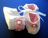 White and Pink Crib Baby Shoes (Three sizes! Small preemie to newborn), Small Infant 5-8 Pounds
