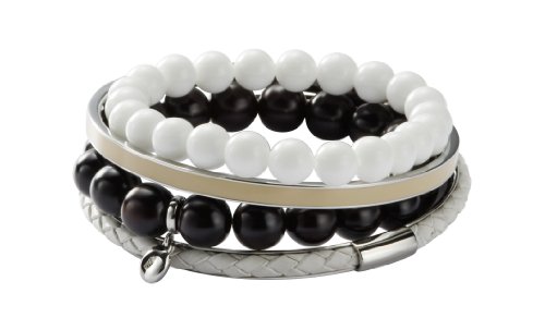 Fossil Damen-Armreif-Set Edelstahl Holz Leder Muschel braun weiss 6,5 cm Durchm.JF86122040 Preisvergleich