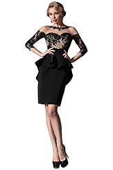 Above the Knee 2014 Round Neck Lace Mother-of-the-Bride Dress 