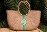 monogrammed basket shoulder bag