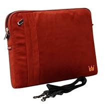 CaseCrown Faux Suede Protective Sleeve with Shoulder Strap and Pocket (Tomato Red) for Acer Aspire One Pro 11.6-inch Netbook
