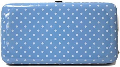 WOMEN FLAT WALLET CLUTCH BY DESIGNSK (Polka Dot Blue)