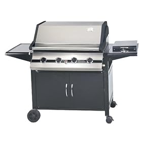 Elite Black 4 Burner Stainless Steel Barbecue - FREE DELIVERY