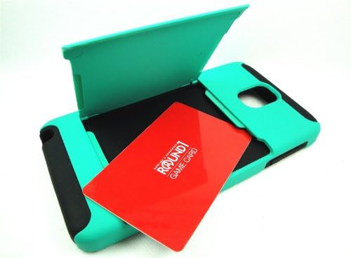 Thousand Eight(TM)combo gift package for NOTE 3 Business Credit Card Holder Stand Silicone Case Back Cover +Screen Protector Shield(Ultra Clear)+Free Touch Screen Stylus (card holder teal/black)