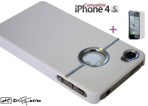 gadget geek - diffusion&copy; premium coque rigide pour iphone blanc original silver line series film protection ecran offert